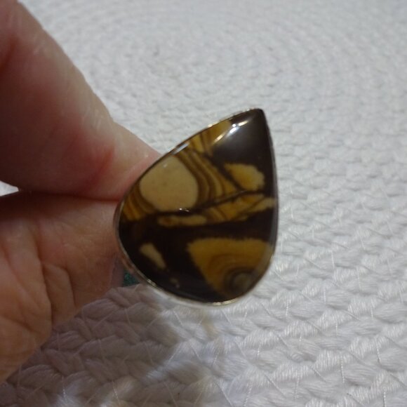 Natural AUSTRALIAN OUTBACK JASPER Handmade Sterling 925 RIng Size 9.25 #742C - Picture 2 of 3